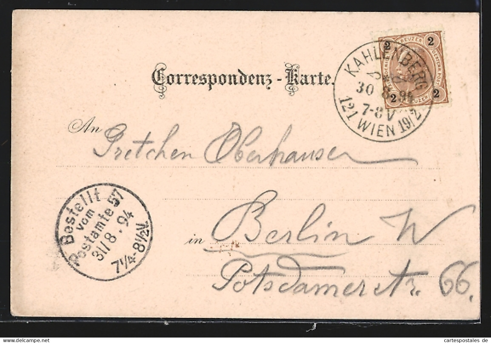 Vorläufer-Lithographie Kahlenberge, 1894, Hotel, Aussichtsturm, Bergbahn  - Autres & Non Classés
