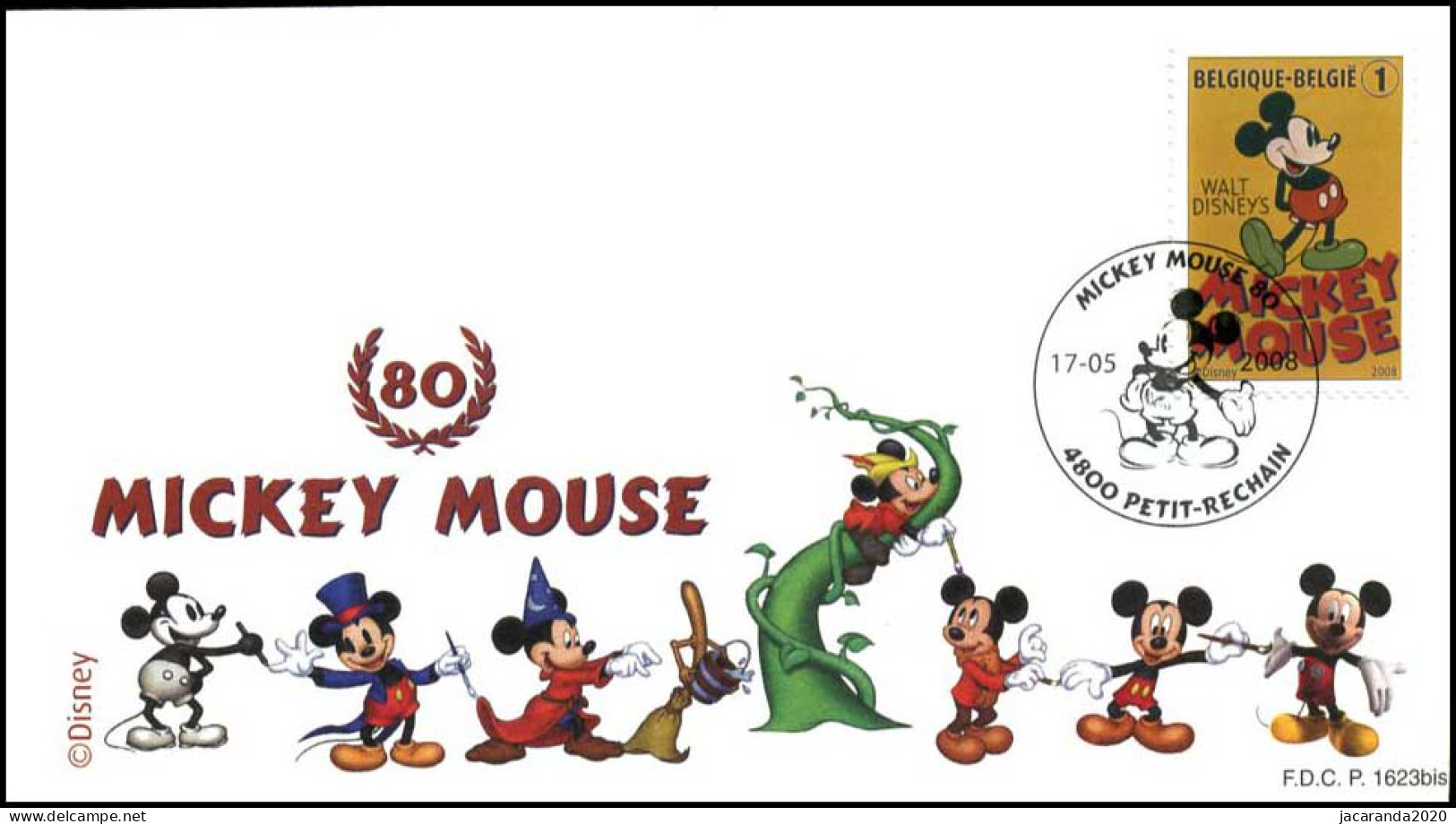 3784 - FDC - 80ste Verjaardag Van Mickey Mouse P1623bis - 2001-2010
