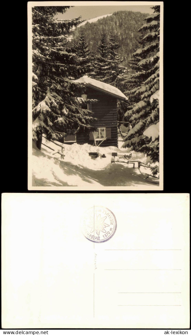 Ansichtskarte  Schnee/Eis Stimmungsbild, Berg Hütte Berglandschaft 1960 - Unclassified