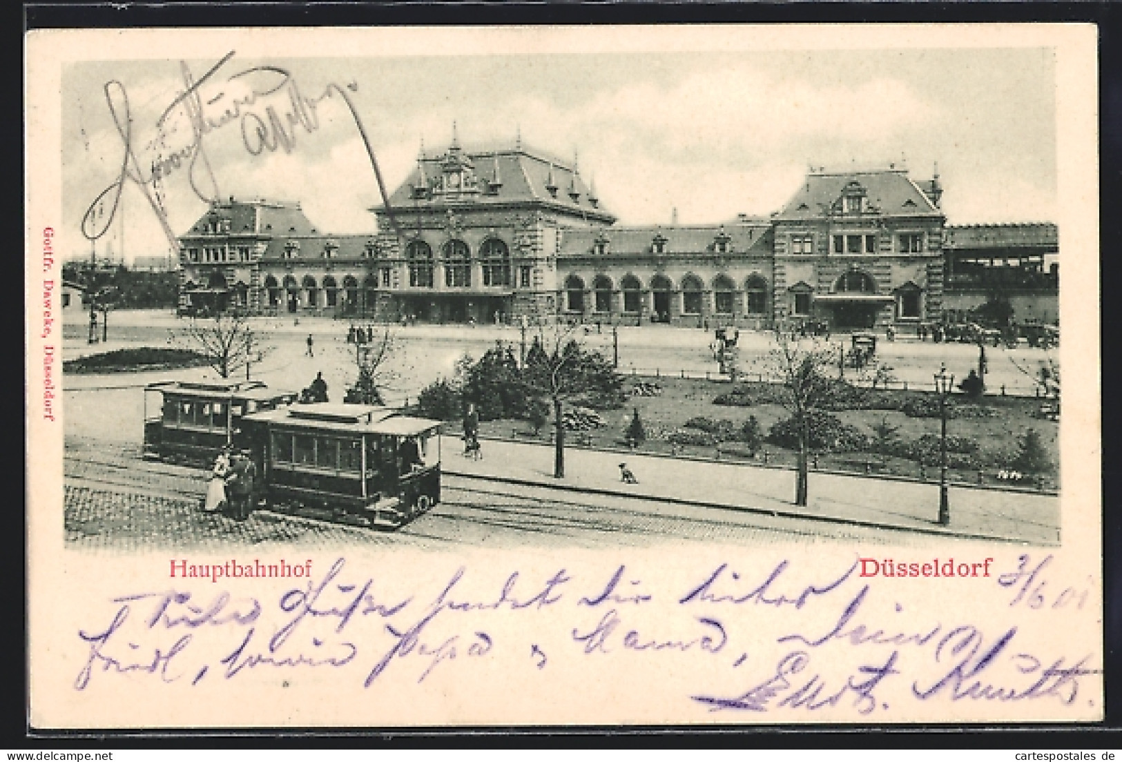 AK Düsseldorf, Hauptbahnhof Mit Strassenbahn  - Strassenbahnen