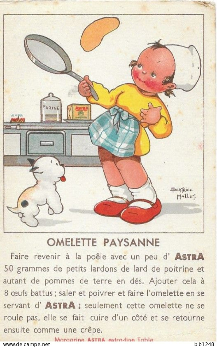 Thèmes  Illustrateur Beatrice Mallet Recette Omelette Paysanne Publicité Margarine ASTRA - Mallet, B.