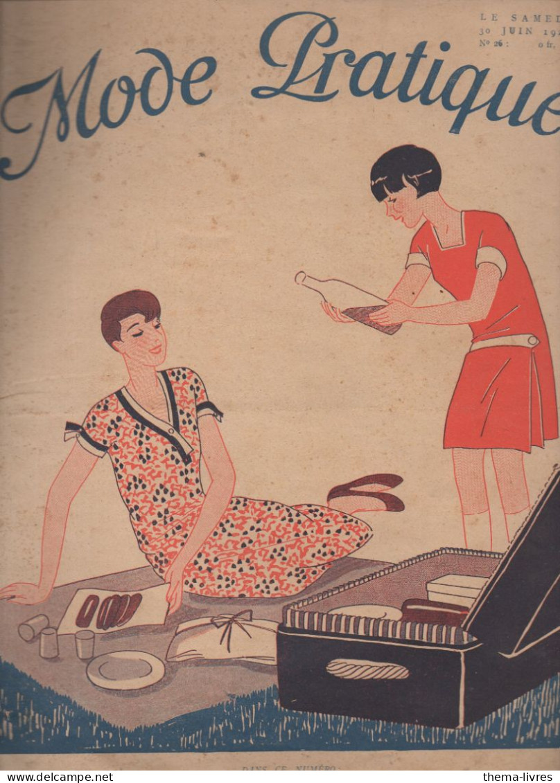 Revue  MODE PRATIQUE  N° 26 Du 30 Juin 1928  Avec Belle Couverture Illustrée (camping)     (CAT4084 /28 / 26) - Fashion