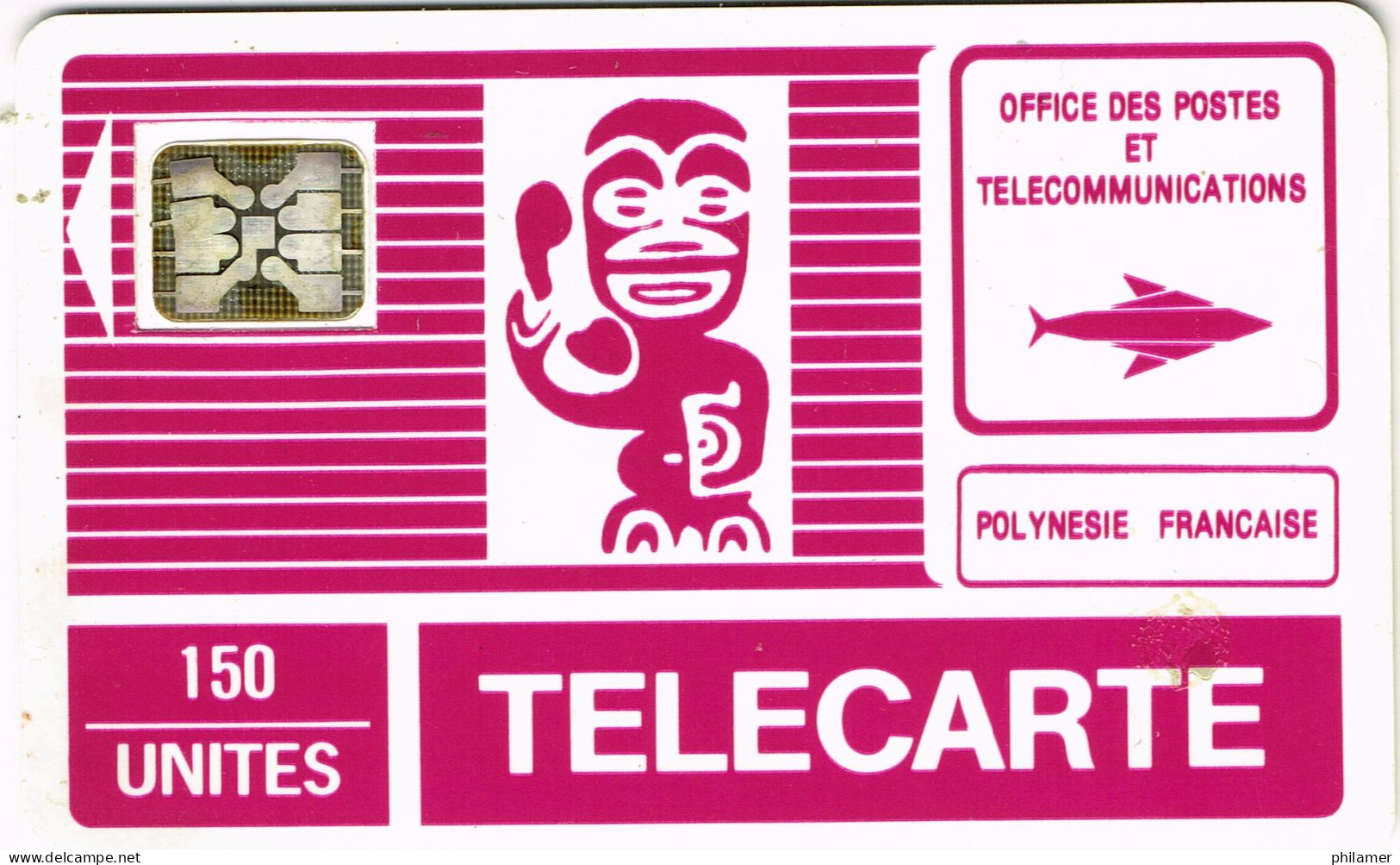 Polynesie Francaise French Polynesia Phonecard Telecarte PF2B Tiki Generique Telephone SC4 Trou 6 UT BE - Nieuw-Caledonië