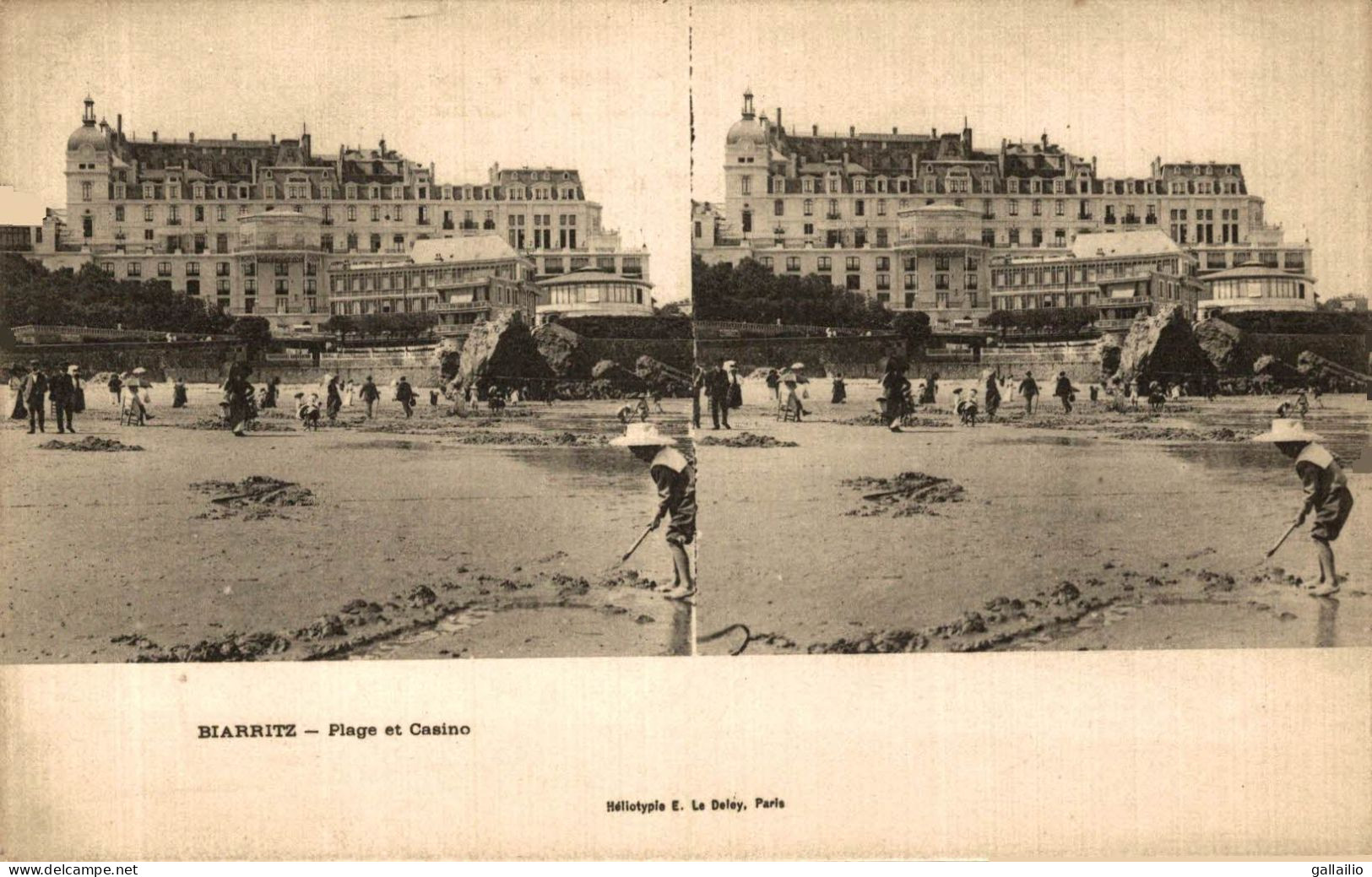 CARTE STEREO BIARRTZ PLAGE ET CASINO - Cartes Stéréoscopiques