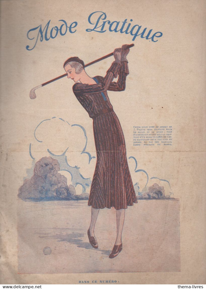 Revue  MODE PRATIQUE  N° 44 Du 31 Octobre 1931 Avec Belle Couverture Illustrée (golf))     (CAT4084 /31 / 44) - Mode