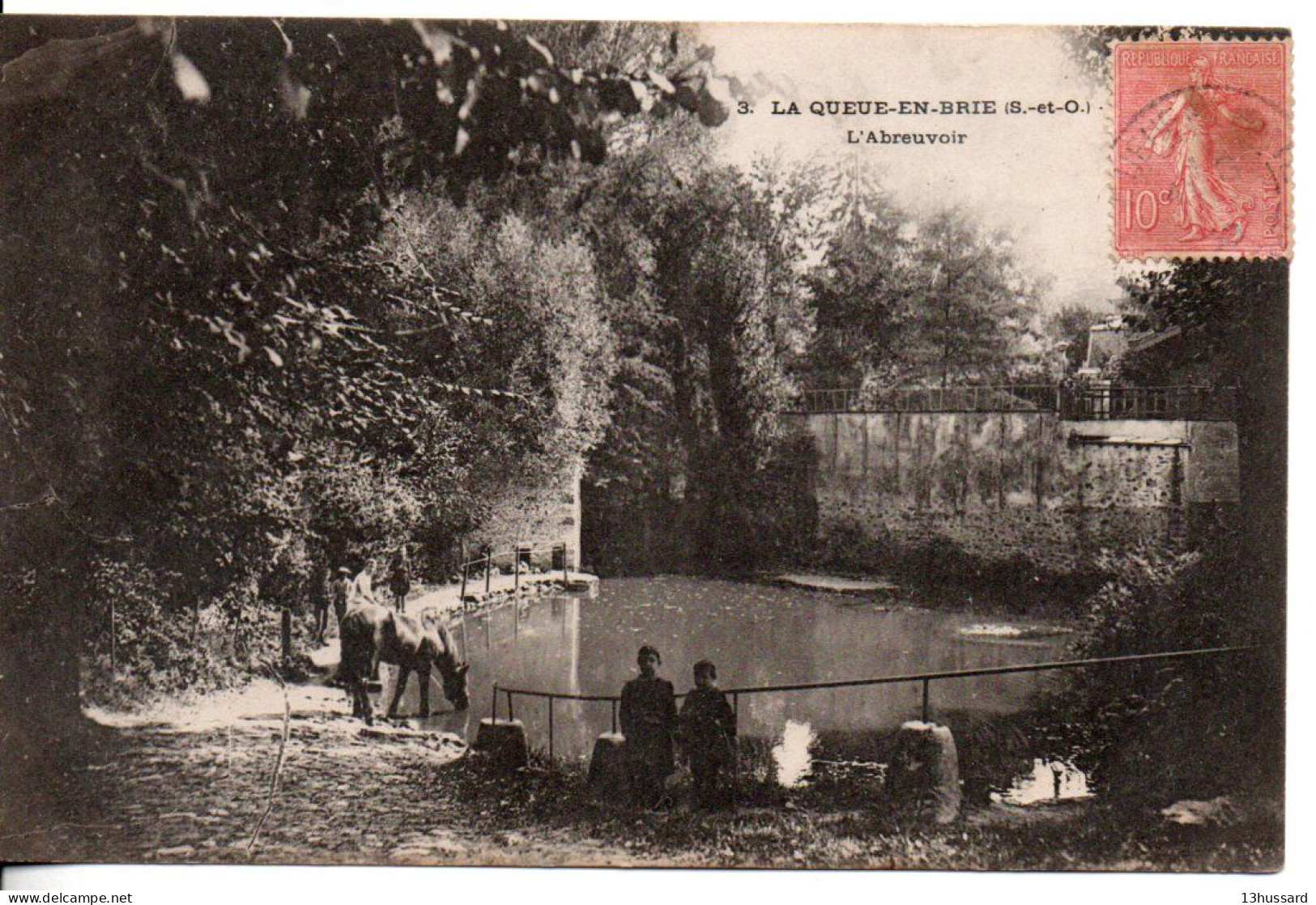 Carte Postale Ancienne La Queue En Brie - L'Abreuvoir - La Queue En Brie