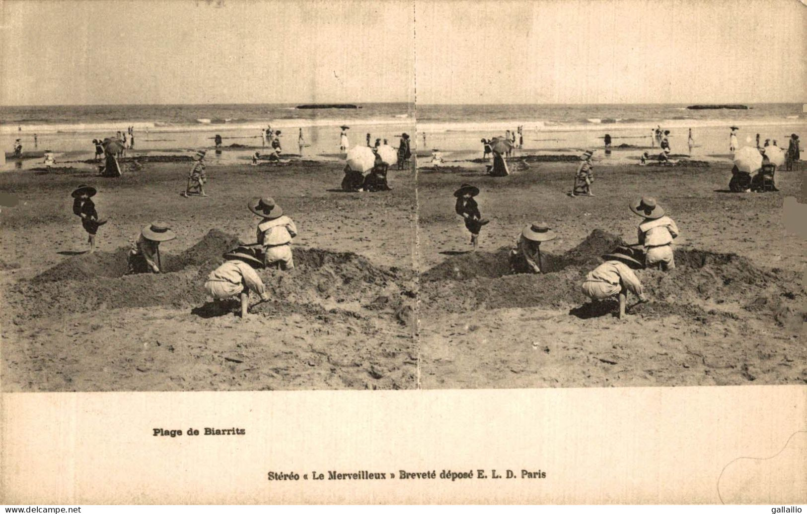 CARTE STEREO BIARRTZ PLAGE - Cartoline Stereoscopiche