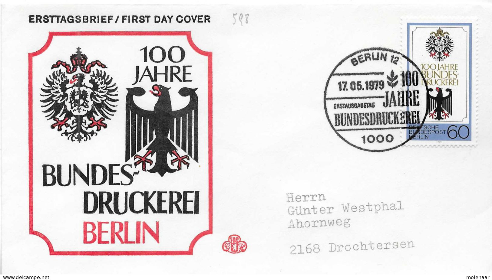 Postzegels > Europa > Duitsland > Berljin >1979-1979 > Brief Met No. 598 (17191) - Cartas & Documentos