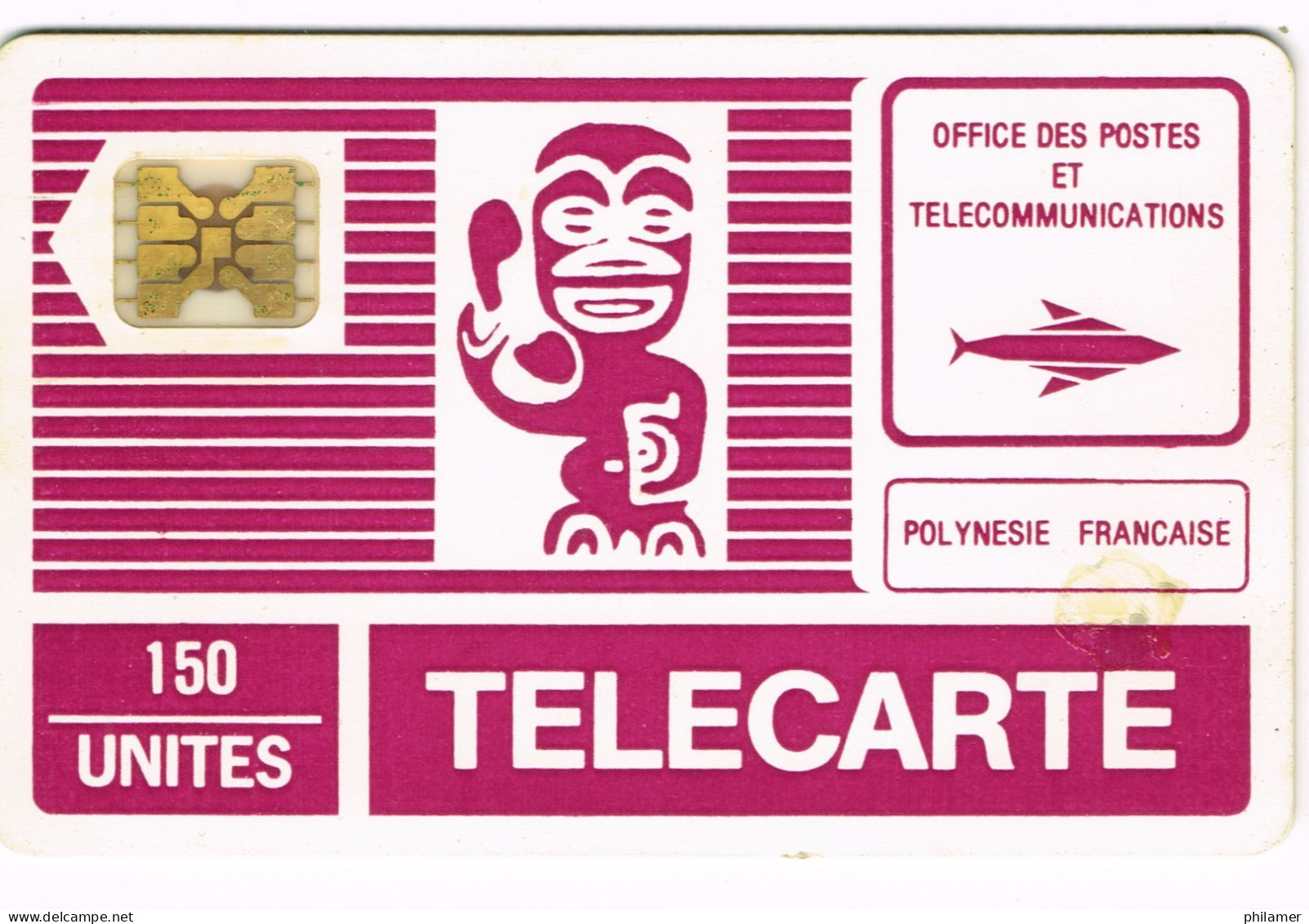 Polynesie Francaise French Polynesia Phonecard Telecarte PF2c Tiki Generique Telephone SC4 Or UT BE - Nieuw-Caledonië