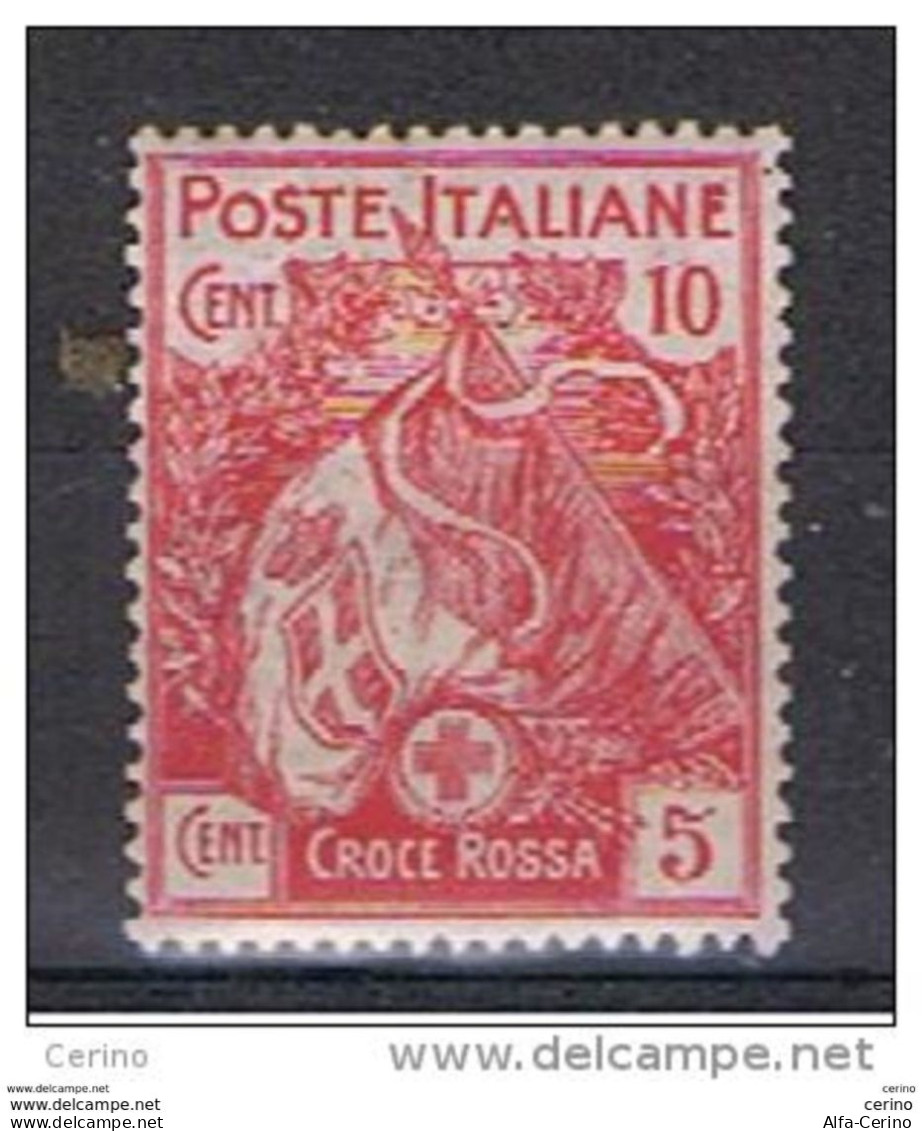 REGNO:  1915/16  CROCE  ROSSA  -  10 C./5 C. ROSA  N. -  SASS. 102 - Ongebruikt