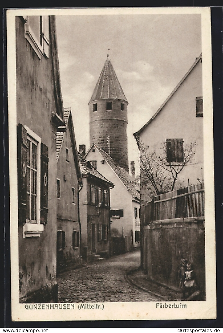 AK Gunzenhausen /Mittelfr., Ortspartie Am Färberturm  - Gunzenhausen