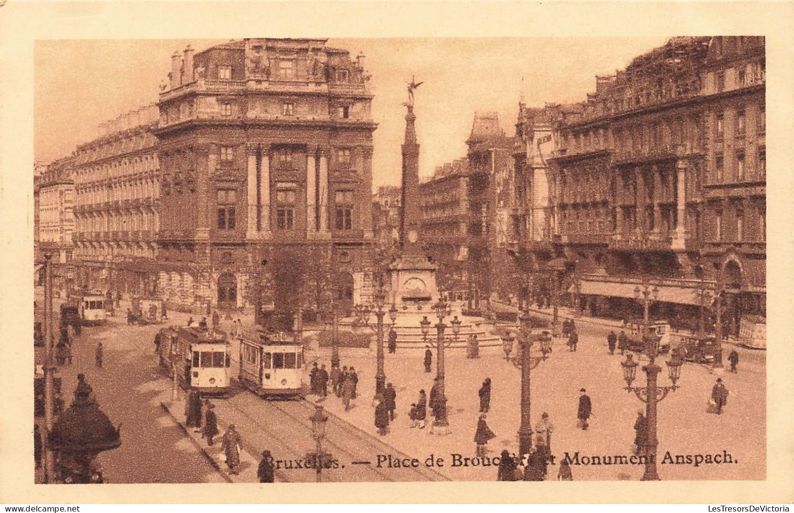 BELGIQUE - Bruxelles - Place De Brouckère Et Monument Anspach - Animé - Carte Postale Ancienne - Places, Squares