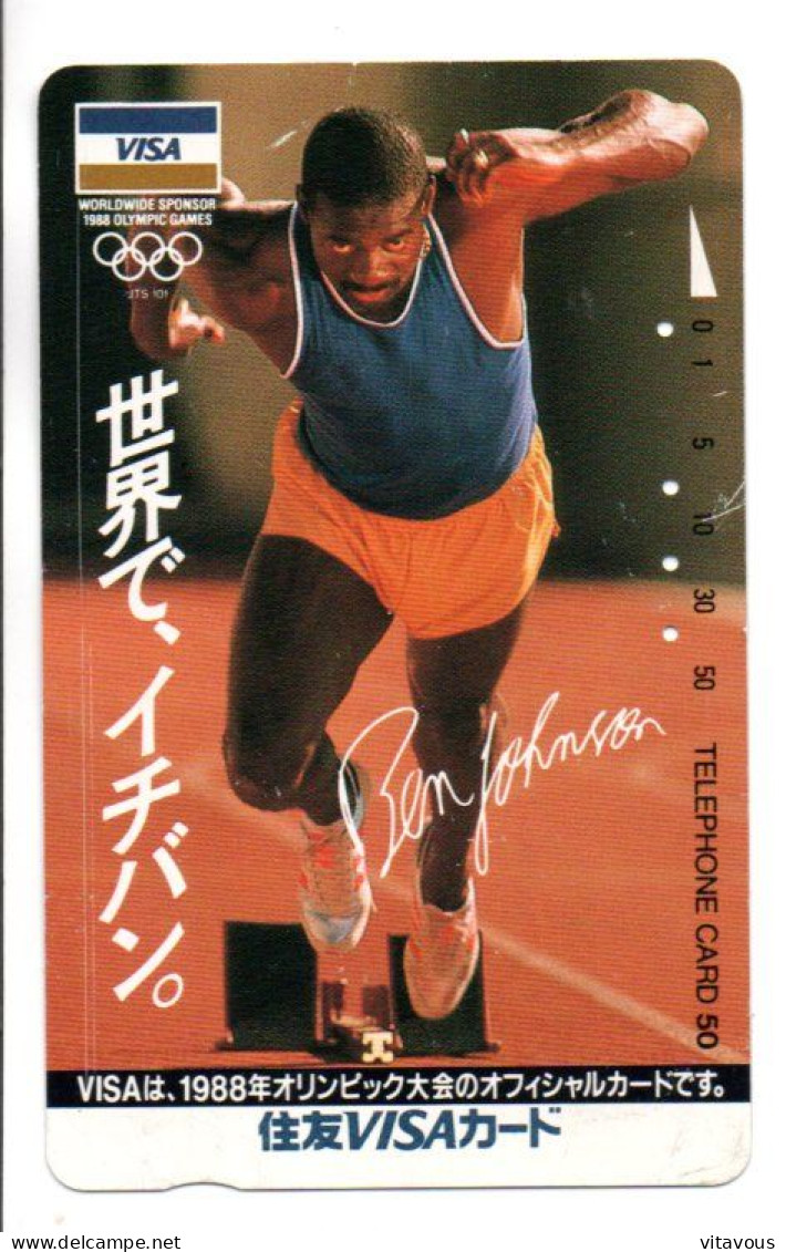 Ben Johson  Sport Jeux Olympique Télécarte VISA Japon  Phonecard  (K 338) - Jeux Olympiques
