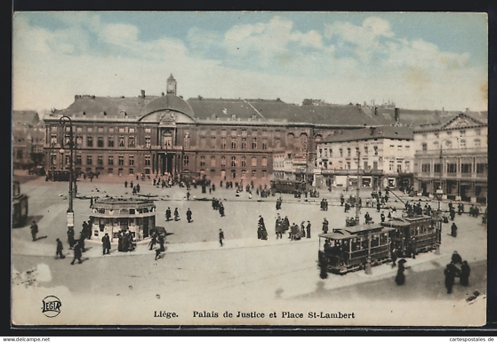 AK Liége, Palais De Justice Et Place St-Lambert, Strassenbahn  - Tram