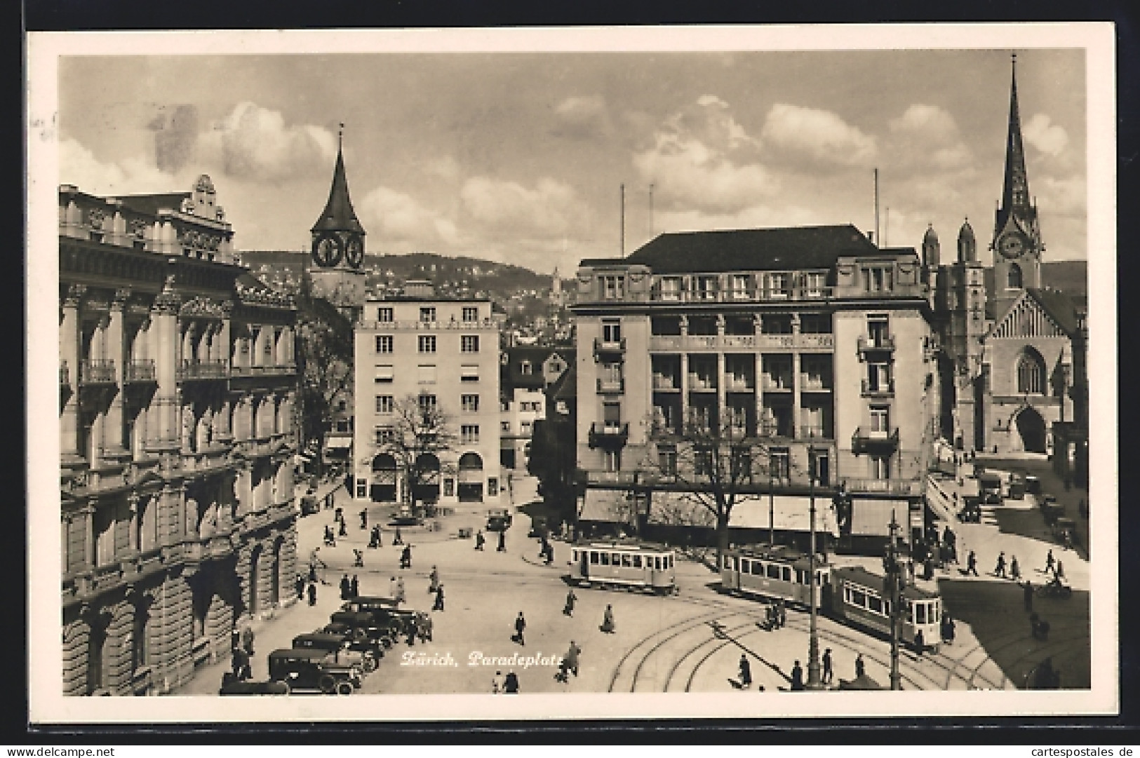 AK Zürich, Strassenbahnen Am Paradeplatz  - Strassenbahnen