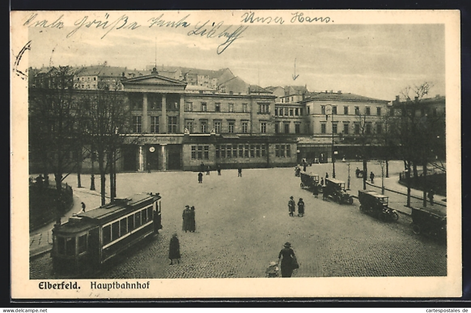 AK Elberfeld, Hauptbahnhof Und Strassenbahn  - Tram