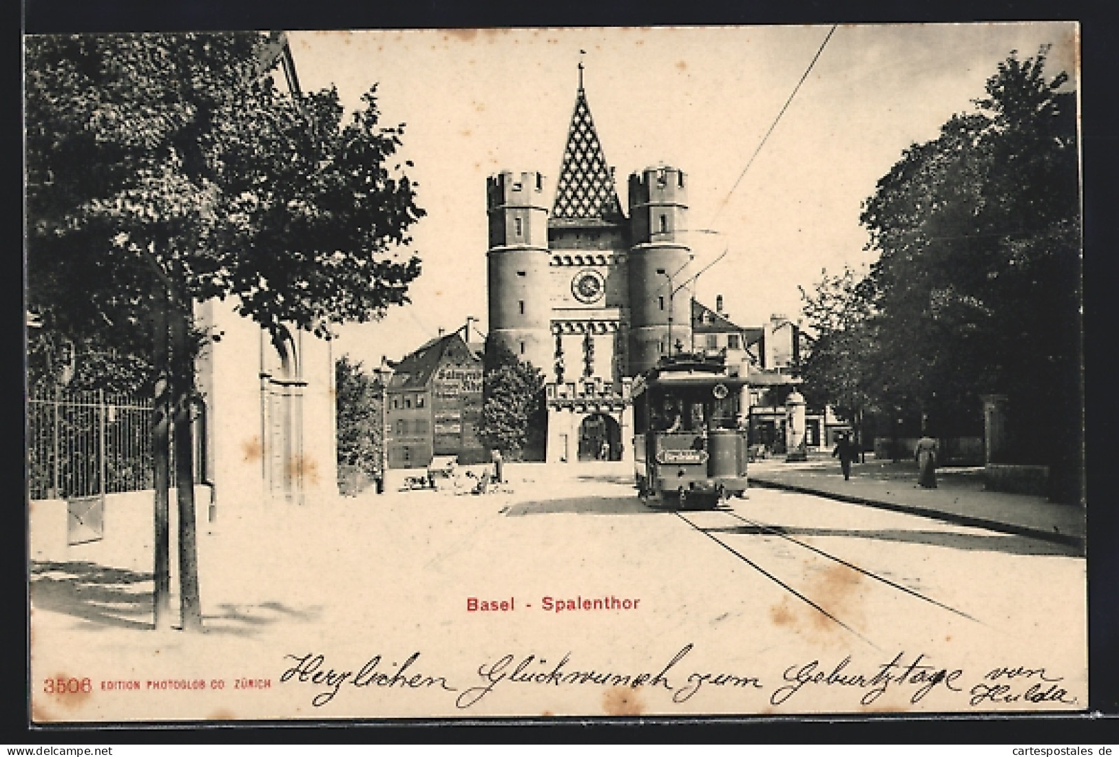 AK Basel, Spalenthor Mit Strassenbahn  - Tramways