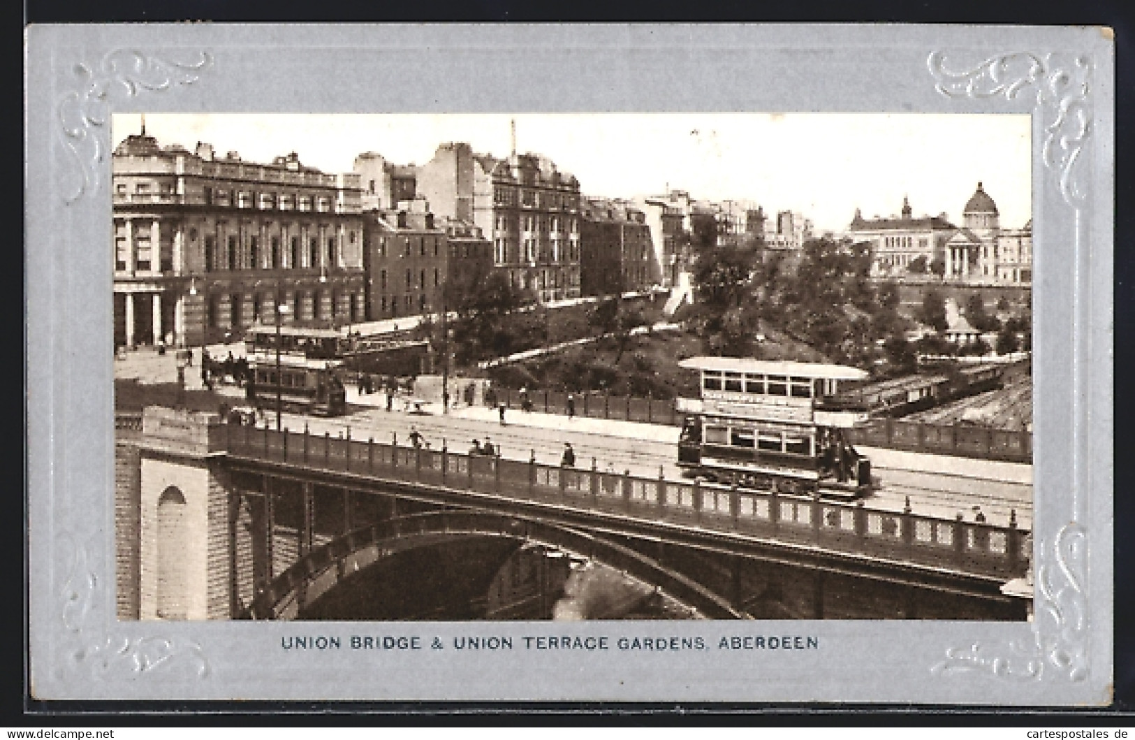 Embossed Pc Aberdeen, Union Bridge & Union Terrace Gardens, Strassenbahn  - Other & Unclassified