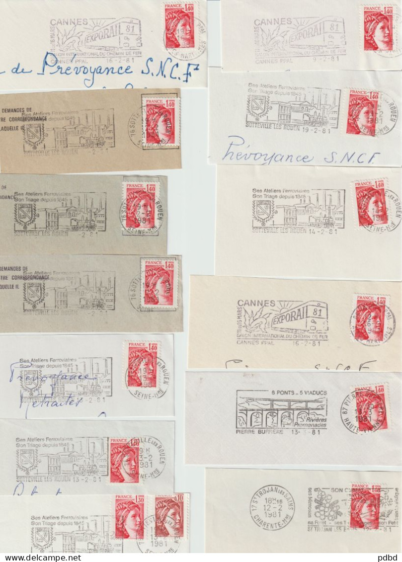 FT 78 . 47 Fragments . Chemin De Fer . Affranchissement SNCF . 1981 Et 1982 . - Mechanical Postmarks (Advertisement)