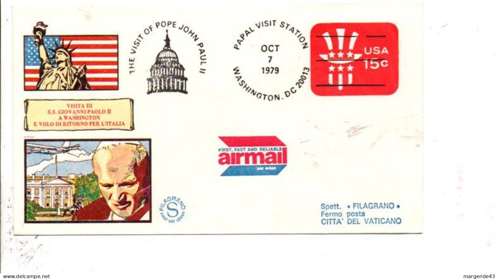USA ETATS UNIS 1979 VISITE PAPE JEAN PAUL II - Enveloppes évenementielles