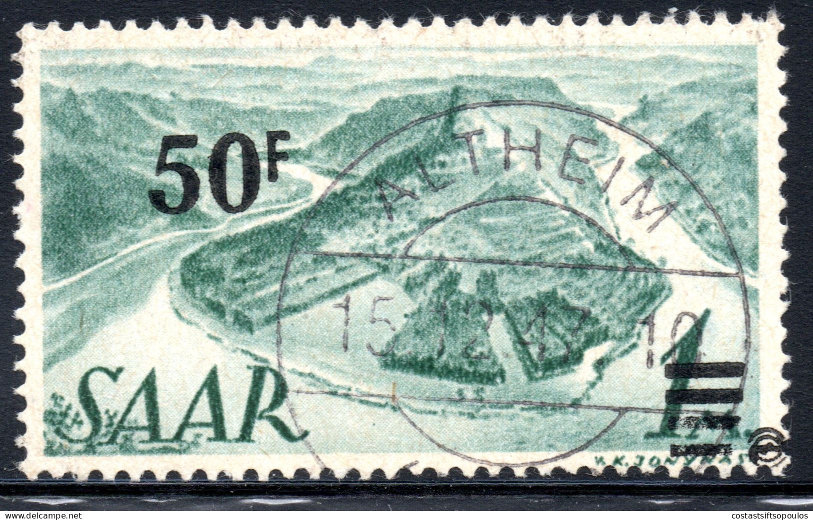 3053. SAAR 1947 50 F. / 1 M.. SIGNED ??? - Used Stamps