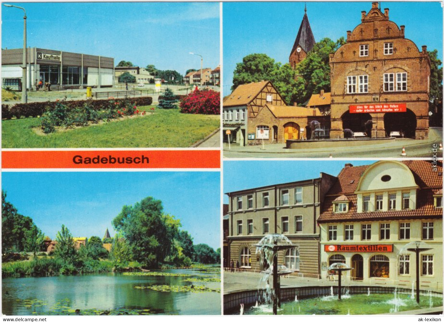 Gadebusch Konsum-Kaufhalle, Rathaus, Burgsee, Markt 1986 - Gadebusch