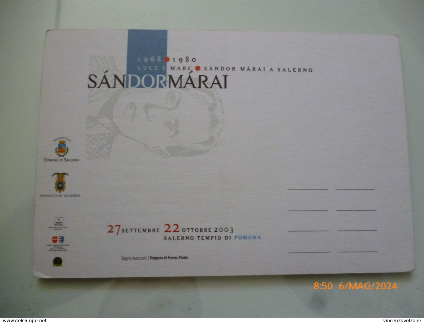 Cartolina "1968 - 1980 SANDORMARAI A SALERNO 2003" - Ausstellungen