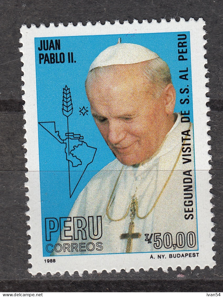 PERU 889 (1988) MNH ** : Visite Du Pape Jean-Paul II – Pope John Paul II - Perù