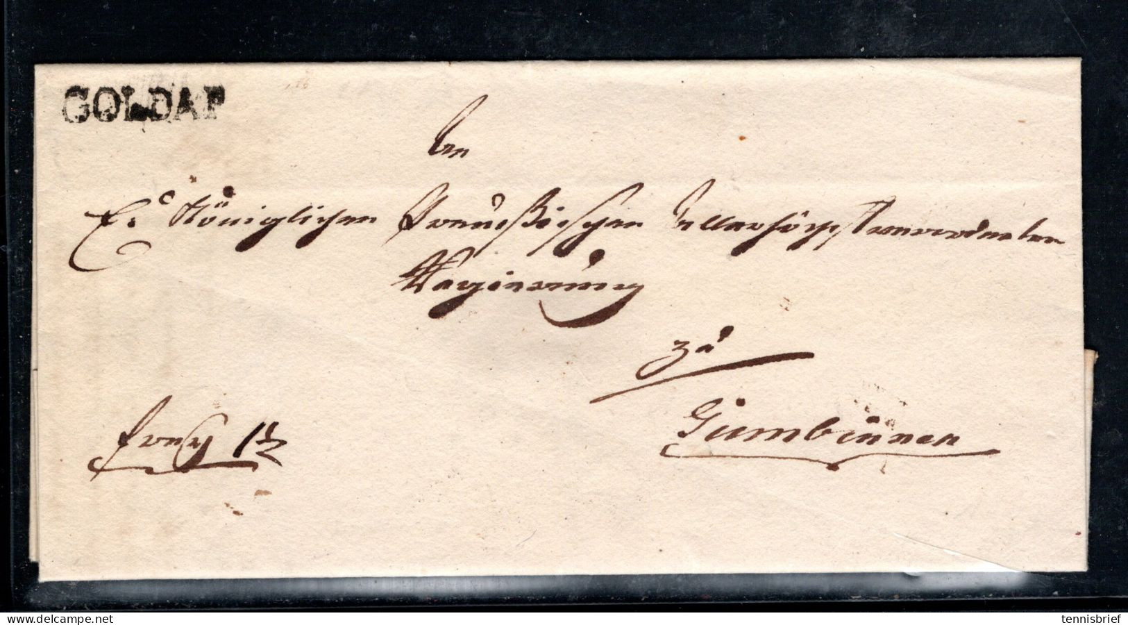1823  " GOLDAP " Klarer L1 , Ostpreussen , Kpl, Brief  Nach Gumbinnen , #203 - Cartas & Documentos