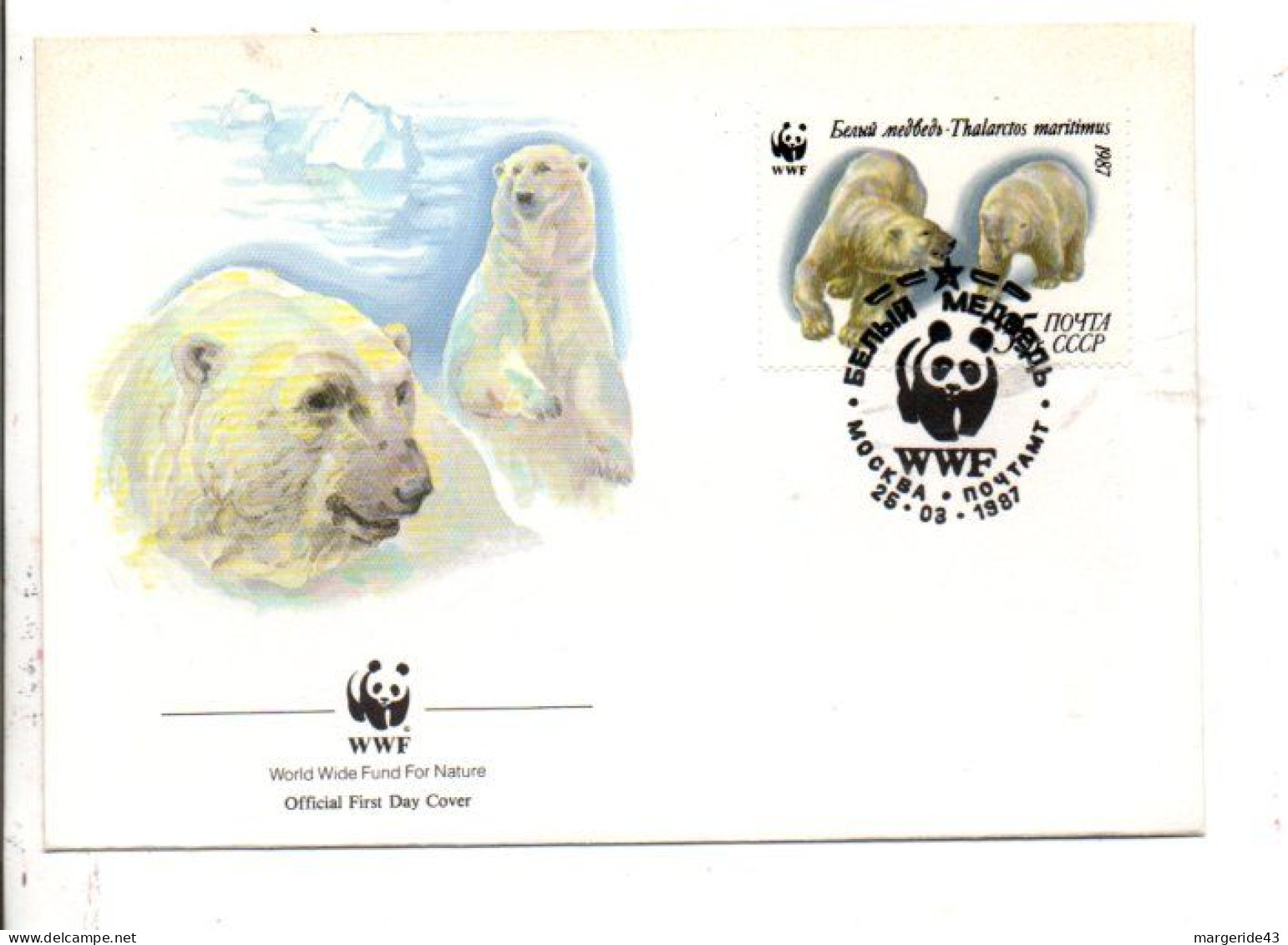 WWF FDC 1987 URSS OURS BLANC - Cartas & Documentos