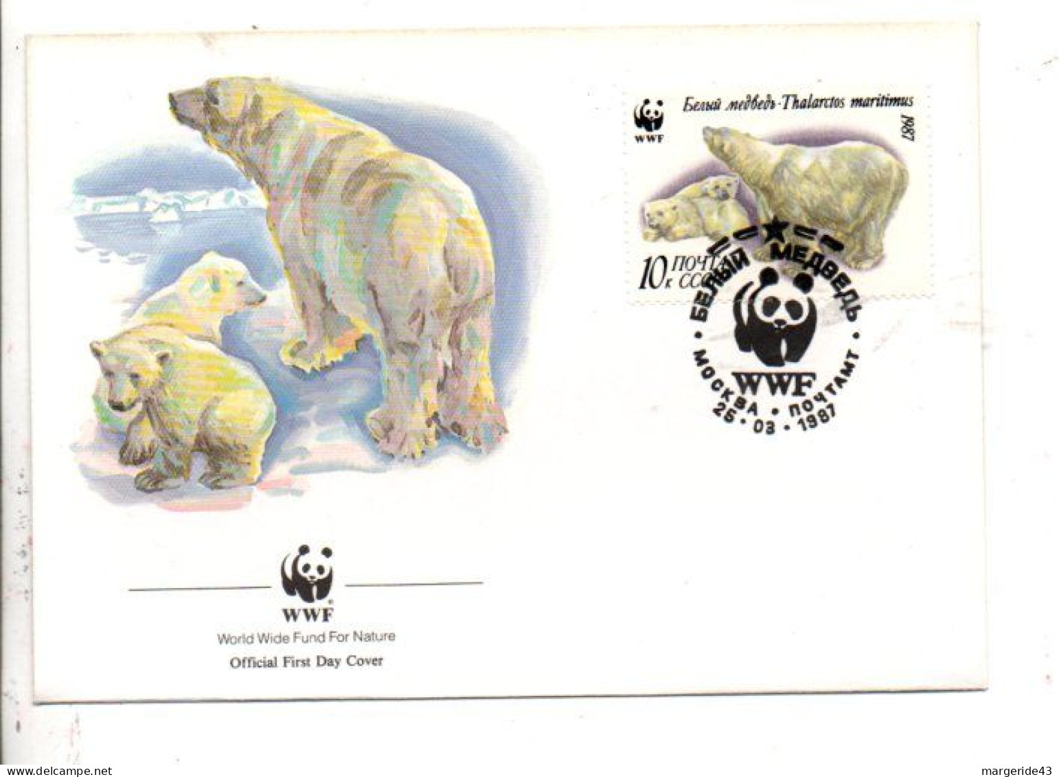 WWF FDC 1987 URSS OURS BLANC - Lettres & Documents