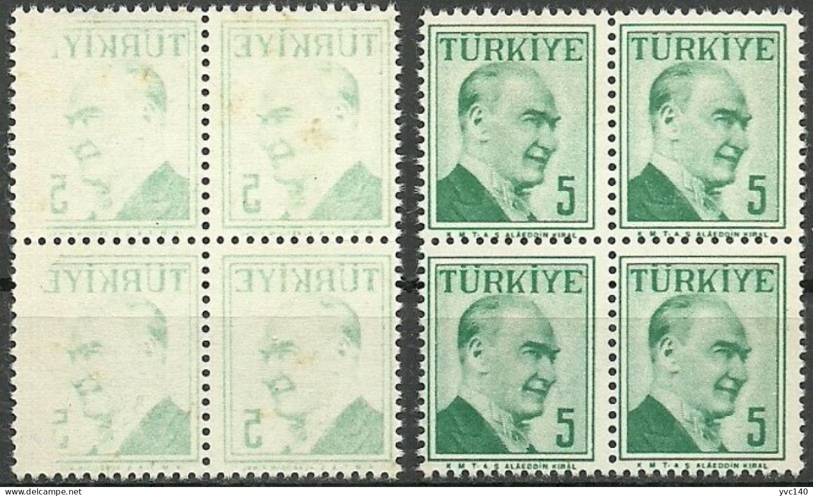 Turkey; 1957 Regular Postage Stamp 5 K. "Abklatsch Print" - Unused Stamps