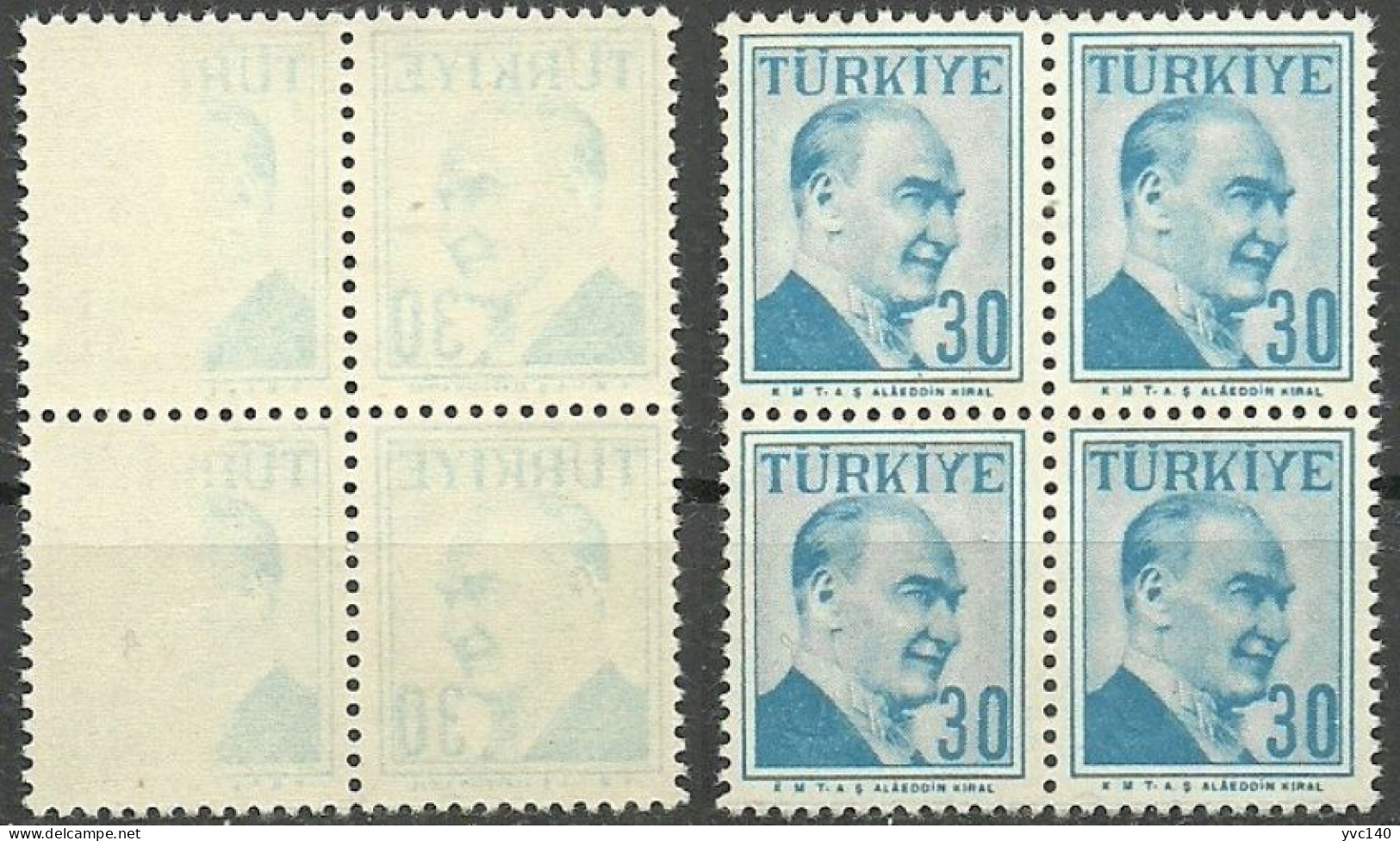 Turkey; 1957 Regular Postage Stamp 30 K. "Abklatsch Print" - Unused Stamps