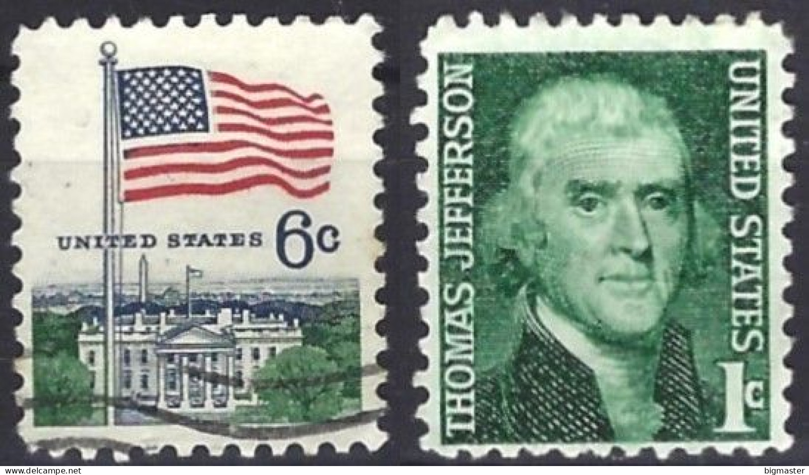 Usa 1968  Flag And White House+Thomas Jefferson (1743-1826), 2 Val Fu - Usados