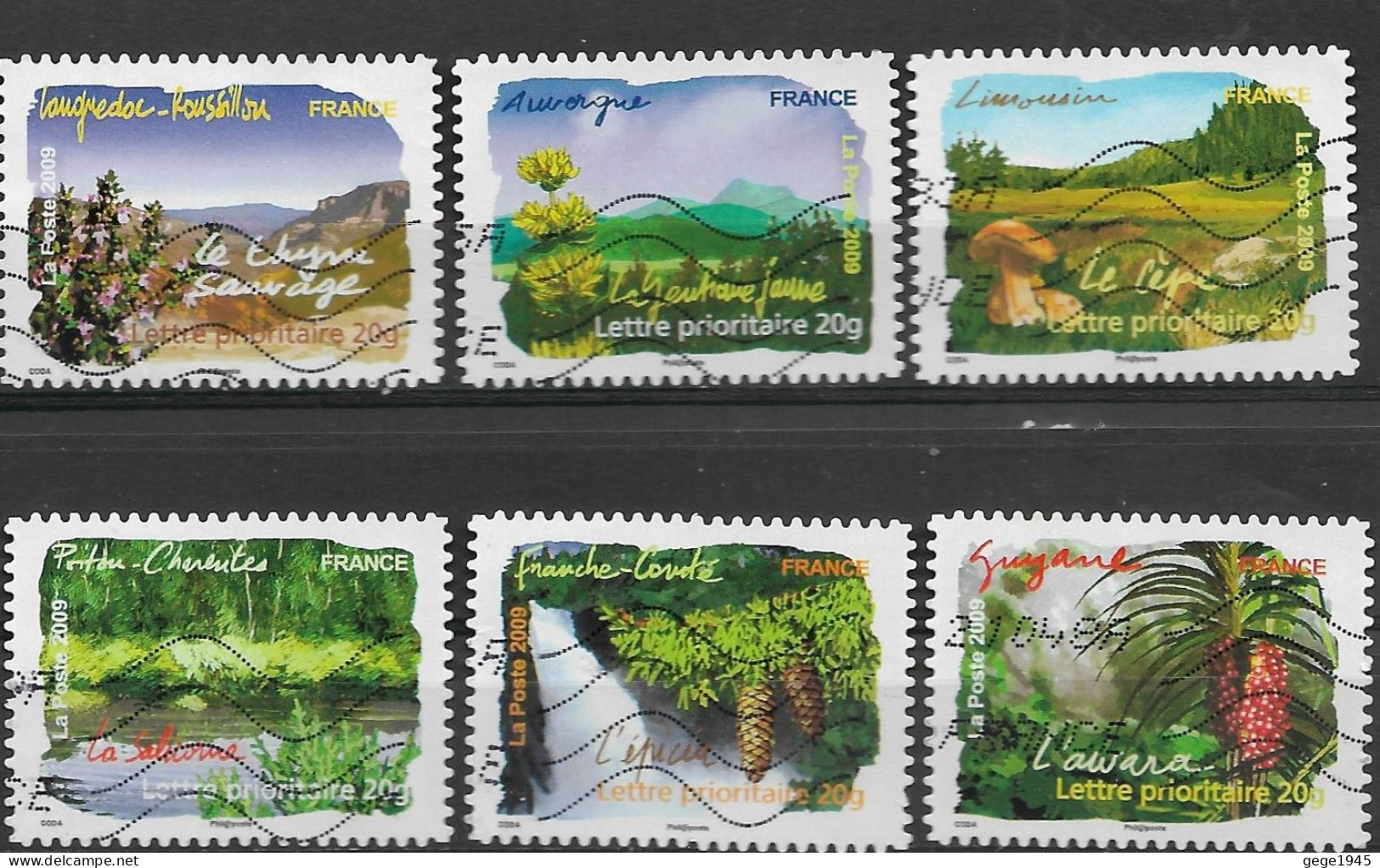 France 2009 Oblitéré Autoadhésif   N° 305 - 306 - 307 - 308 - 310 - 311   -  "   Flore Des Régions  Du Sud   " - Used Stamps