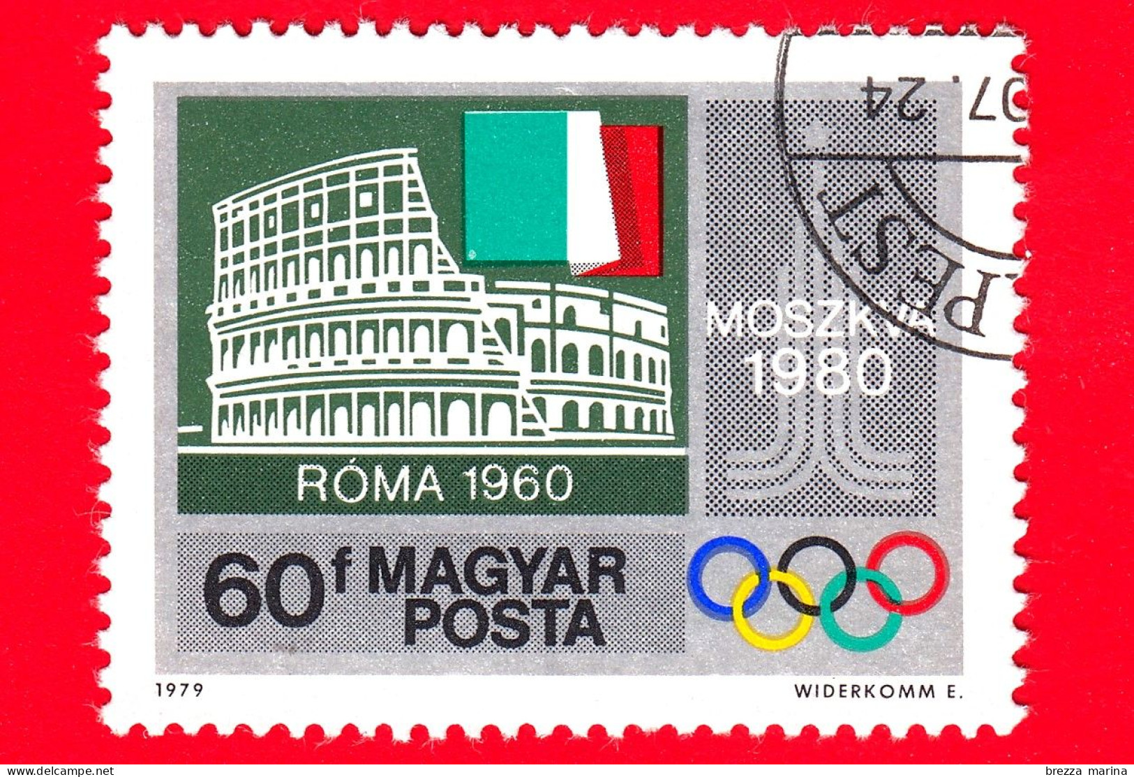 UNGHERIA - MAGYAR - 1979 - Giochi Olimpici Estivi 1980 - Mosca - Colosseo, Roma (Giochi 1960) - 60 - Usati