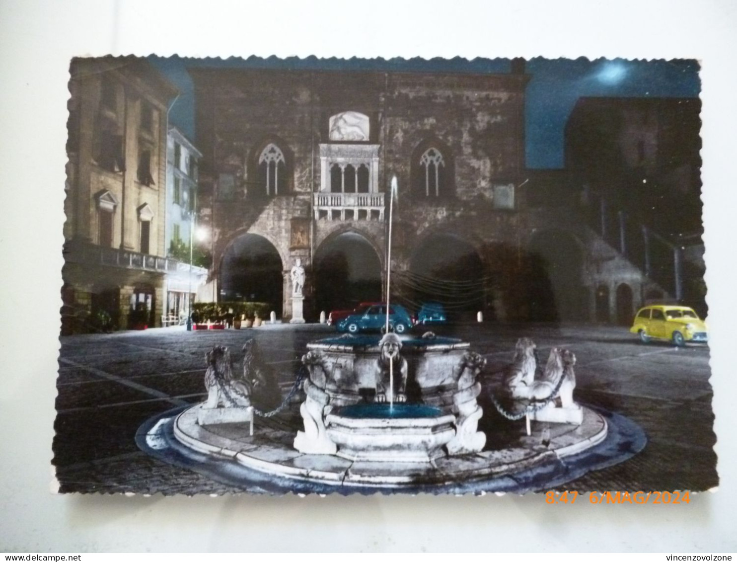 Cartolina Viaggiata "BERGAMO Piazza Vecchia - Notturno" 1963 - Bergamo