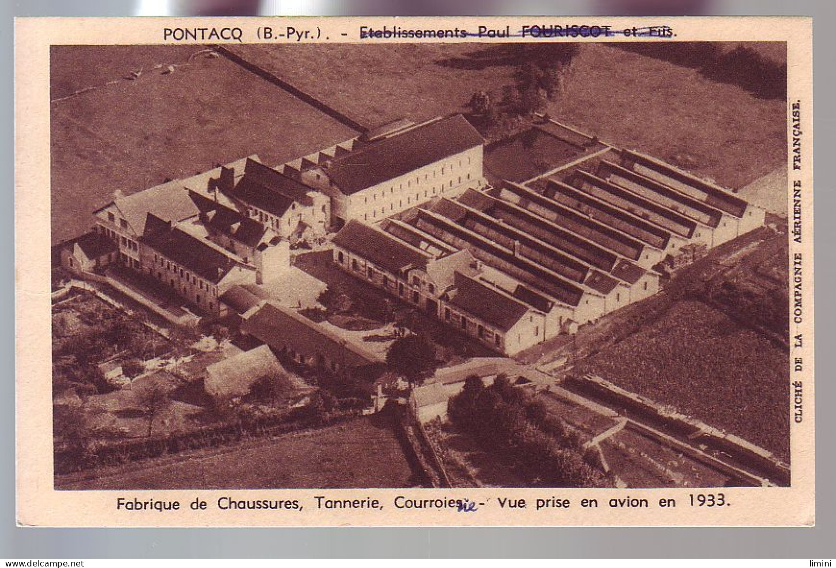 64 - PONTACQ - FABRIQUE DE CHAUSSURES - VUE PRISE EN AVION EN 1933  - - Pontacq