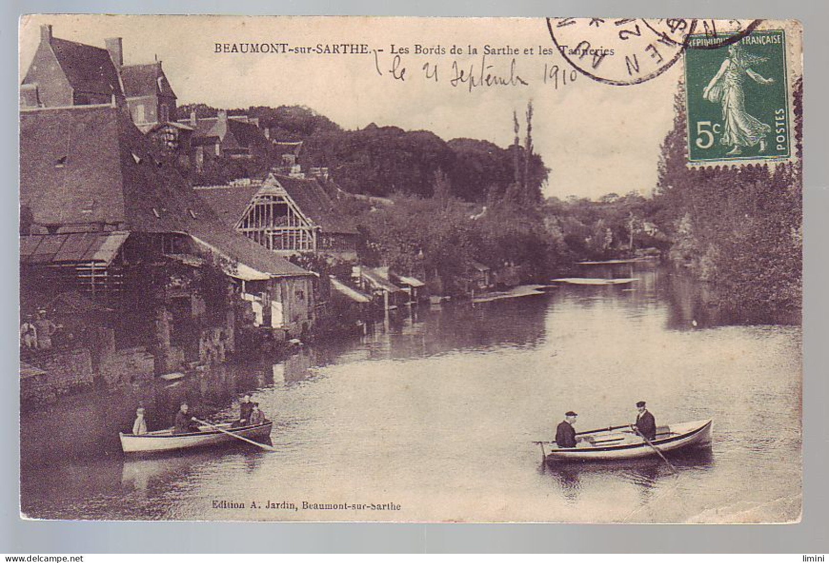 72 - BEAUMONT-sur-SARTHÉ - LES BORDS DE LA SARTHÉ ET LES TANNERIES  - PROMENADE EN BARQUE - ANIMÉE - - - Beaumont Sur Sarthe