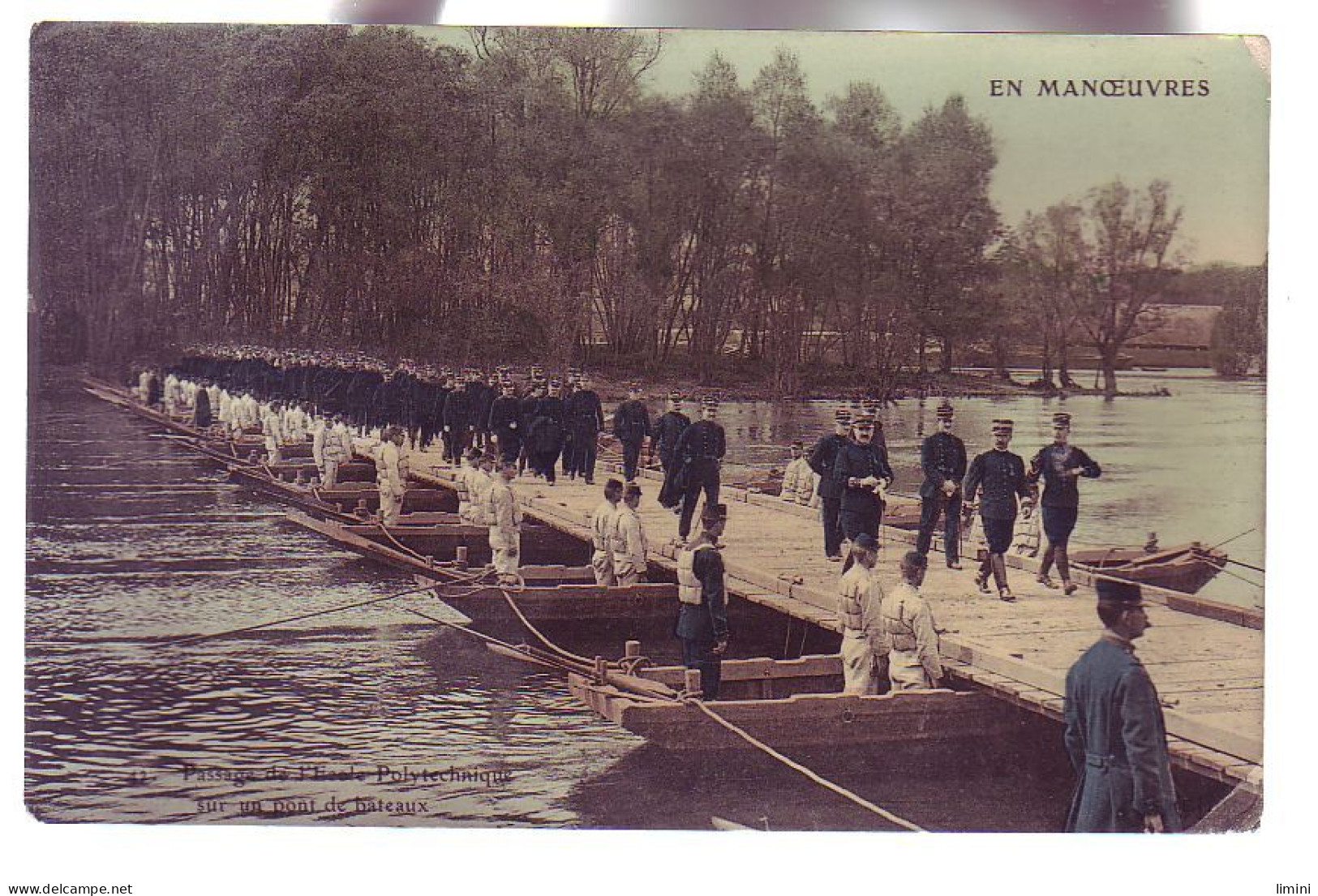 EN MANOEUVRE - PASSAGE DE L'ÉCOLE POLYTECHNIQUE SUR UN PONT BATEAU - COLORISÉE - - Manöver