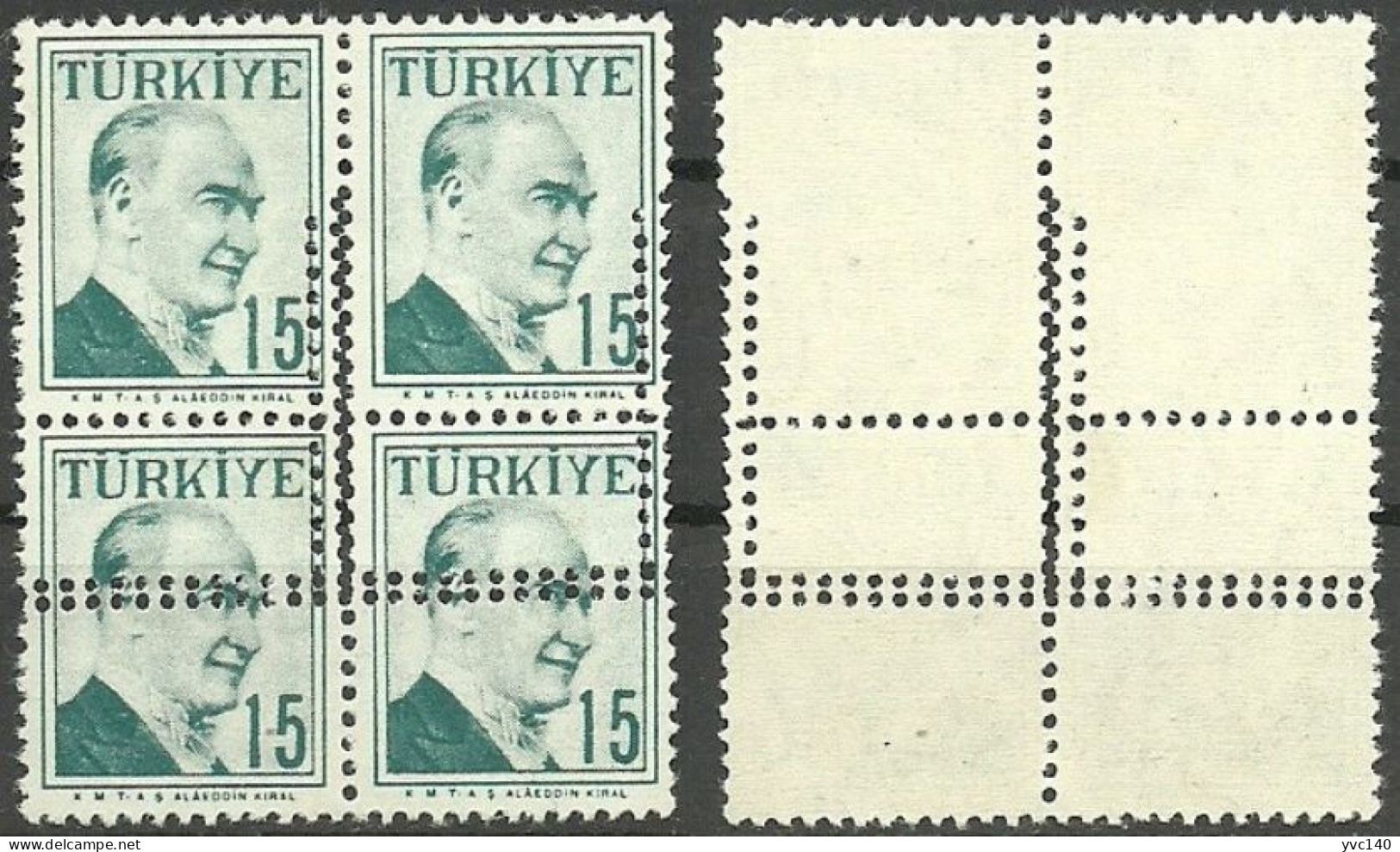 Turkey; 1957 Regular Postage Stamp 15 K. ERROR "Multiple Perf." - Unused Stamps