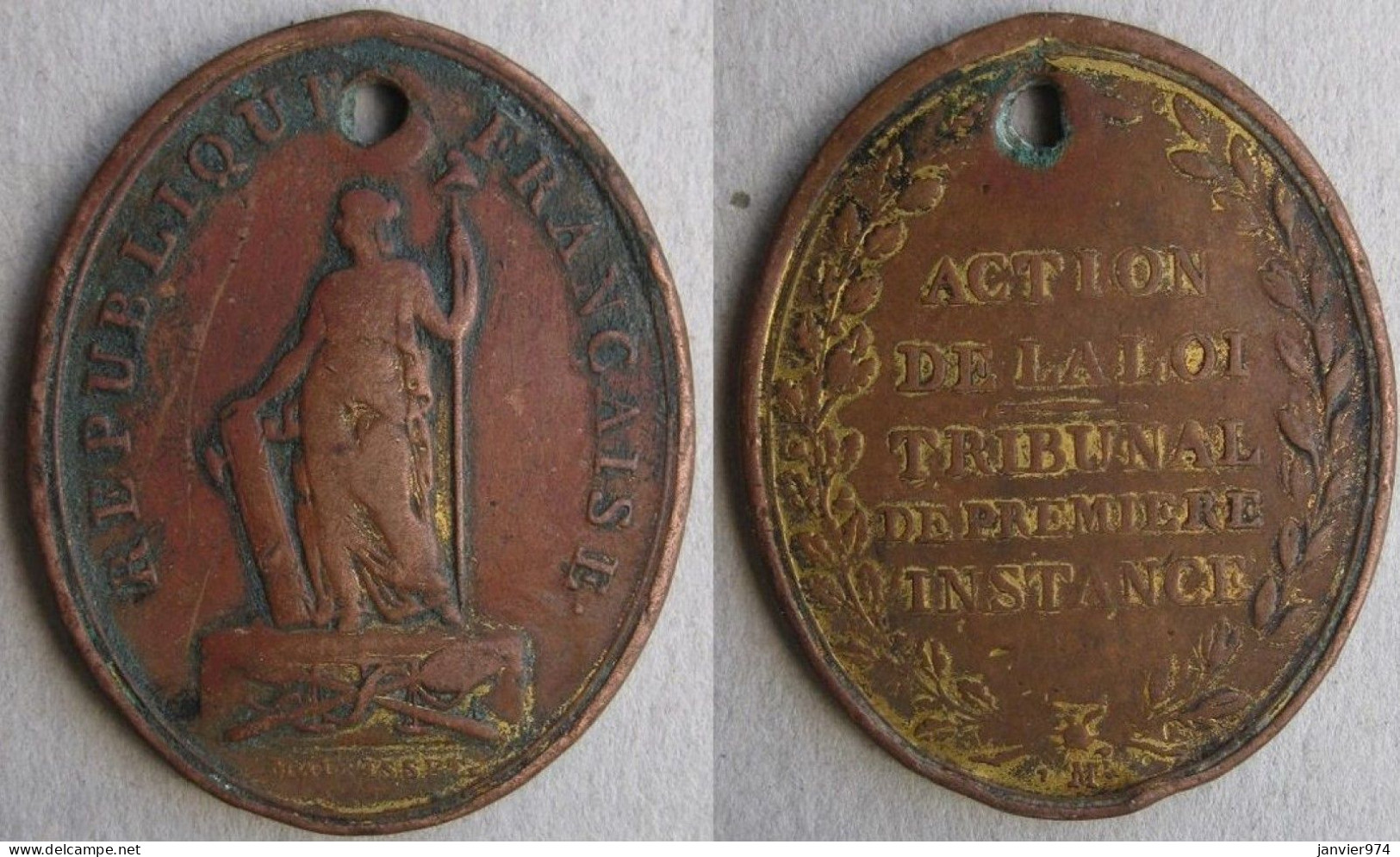 Justice Et Loi ,  Médaille De 1793 , Huissier Au Tribunal De Première Instance, Action De La Loi, Par Maurisset - Firma's