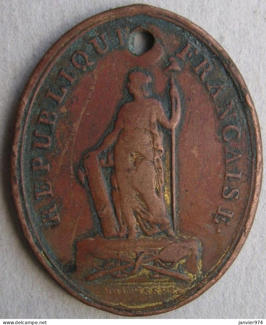 Justice Et Loi ,  Médaille De 1793 , Huissier Au Tribunal De Première Instance, Action De La Loi, Par Maurisset - Professionals / Firms