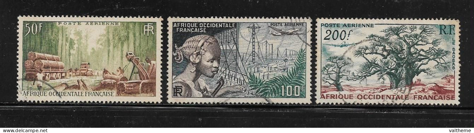 A.O.F  ( DIV - 442 )   1954   N° YVERT ET TELLIER  POSTE AERIENNE   N°  18/20 - Used Stamps