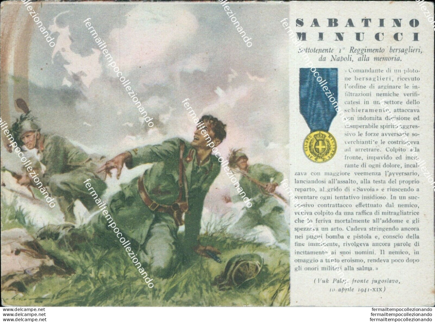 Be60 Cartolina Militare  Medaglie D'oro Di Questa Guerra Sabatino Minucci Napoli - Régiments