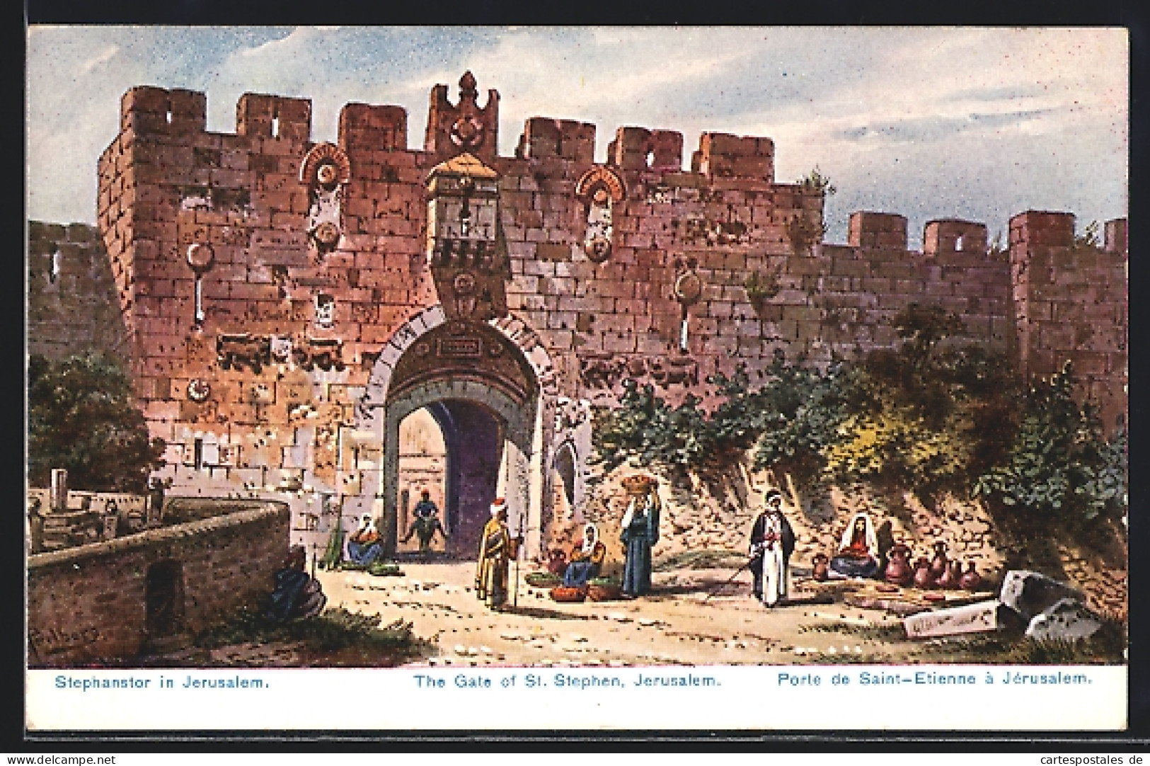 Künstler-AK Friedrich Perlberg: Stephanstor In Jerusalem  - Perlberg, F.