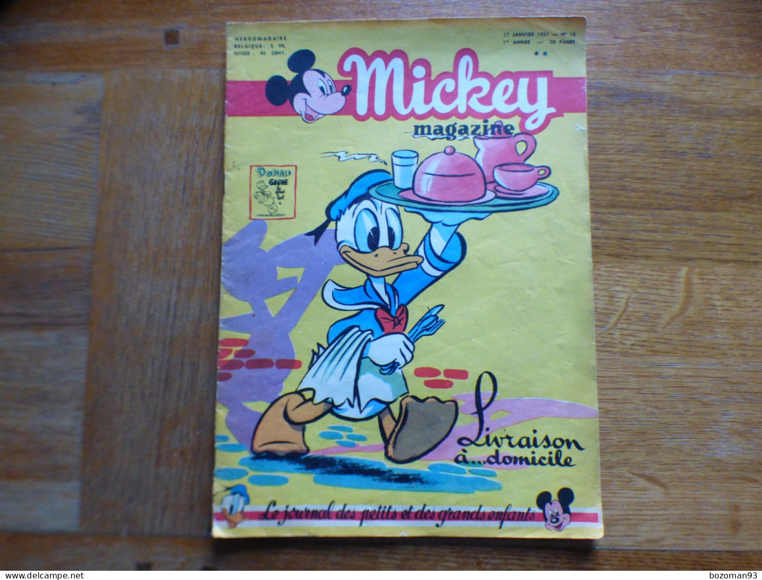 JOURNAL MICKEY BELGE  N° 16 Du 27/01/1951  COVER DONALD + CENDRILLON - Journal De Mickey