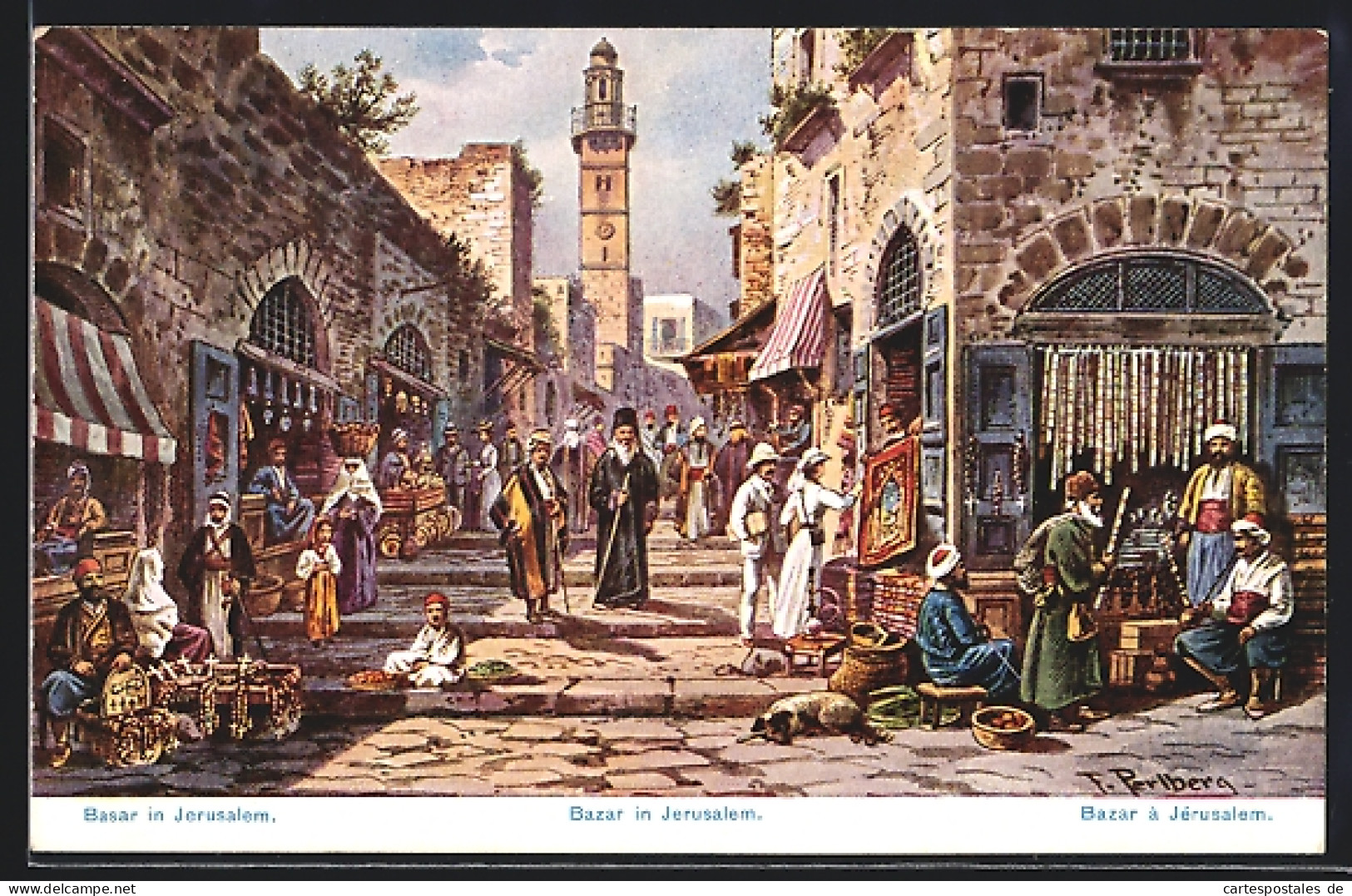 Künstler-AK Friedrich Perlberg: Jerusalem, Basar  - Perlberg, F.