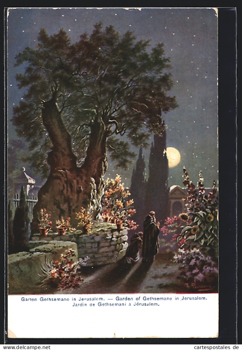 Künstler-AK Friedrich Perlberg: Jerusalem, Garten Gethsemane  - Perlberg, F.