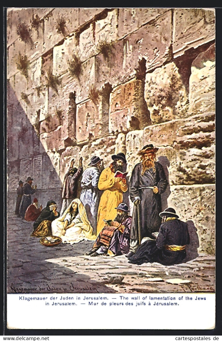 Künstler-AK Friedrich Perlberg: Jerusalem, Die Klagemauer Der Juden  - Judaisme